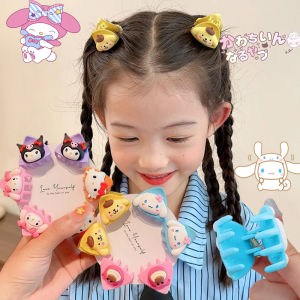 4pcs Anime Sanrio Hair Clip Hello Kitty Kuromi Melody Cinnamoroll Cartoon Cat Ears Hairpin Princess Mini Broken Hair Accessories