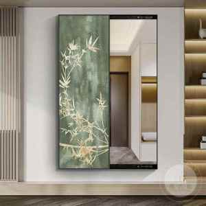 New Chinese Style Large Full-Length Sliding Mirror Tibetan Style Wall Art Decorative Painting Hidden Try-On Closet Mirror