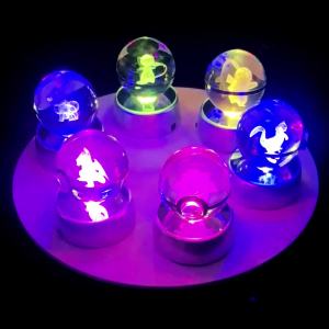 Pokemon Crystal Ball 3D Pikachu Mewtwo Mew Gengar Night Light Lamp Base Pokeball Crystal Pokemon Glass Ball Figure Birthday Gift