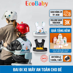 Đai đi xe máy cho bé ECOBABY đai cho bé đi xe máy dùng cho trẻ từ 2 đến 12 tuổi có dải phản quang thoáng khi - loại mới