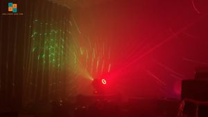 Đèn Moving 2 Đầu Có Viền Led 8 Mắt + 2 Mắt Laser Đảo Xoay Mẫu Mới - Đèn Bay Phòng Vũ Trường Karaoke...