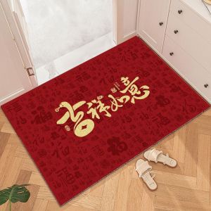 New Year Entry Door PVC Loop Floor Mat Full-Shop Entrance Entrance Mat Festive Red Can Be Cut Household Foot Mat