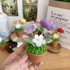 Đồ Trang Trí Bàn Bằng Sợi Dệt Thủ Công Hoa Hồng Mô Phỏng Quà Tặng Ngày Nhà Giáo Quốc Gia Đĩa Chậu Hoa Bằng Nhựa Đồ Trang Trí Bàn