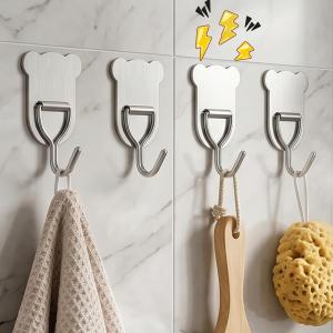 20/10Pcs Self-Adhesive Towel Hooks / Stainless Steel Wall Hooks / for Keys Coat Robe Hangers / Kitchen Bathroom Organizers