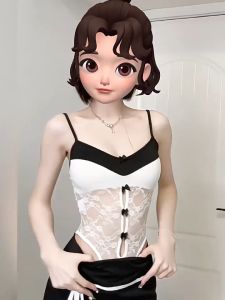 เสื้อกล้ามบอดี้สูท ซีทรู สุดเซ็กซี่ ดีเทลลายลูกไม้ขาวดำ