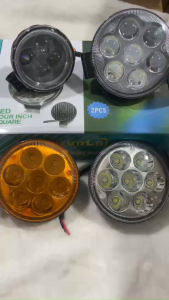 Đèn Led tăng sáng chống nước RUNLAI. Đèn trợ sáng tròn 7 mắt chế ô tô xe tải container máy công trình...(Giá 1 cái)