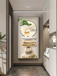 New Chinese Style Entrance Decorative Painting Hallway Corridor Hanging Artwork Stone Come Lucky High-End Feeling Modern Print