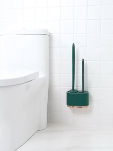 3IN1 Toilet Brush Set 3 Brush Head Bathroom Brush Big Small Long Handle Brushes Silicone Brush Wall-Mounted Set 3 berus kepala bilik mandi berus