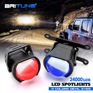 0W 6000K LED High Beam Projector Lenses For Headlight H7 H4 H11 9005 9006 Tricolor Devil Eyes IP68 Car Spotlight 12V Universal