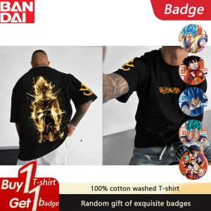 Dragon Ball Anime Super Saiyan 4 Double-sided Printed T-shirt Summer Cotton Mens and Womens Loose Casual Short Sleeved Top