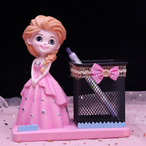 Cute Princess Pen Holder Childrens Gift Storage Box Girls Teachers Day Present Luxury Desk Decoration Resin Square Shape