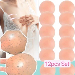 12Pcs Nipple Tape Nipple Tape Reusable Adhesive Invisible Pasties Silicone Bra Circular Bra Breast Stickers