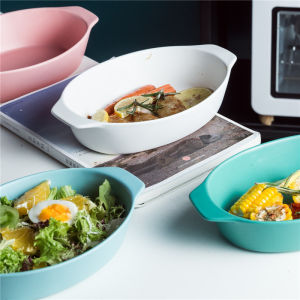 Color Glaze Eared Ceramic Baking Dish