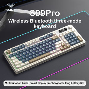 AULA | AULA S99Pro Wireless Gaming Keyboard with 1.14" TFT Smart Screen RGB Membrane 99 Keys Media Knob for PC Windows Gamers