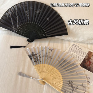 New Chinese Style Portable Bamboo Folding Fan Lightweight Summer Dance Fan for Cheongsam Hanfu Easy to Carry Traditional Chinese Flag