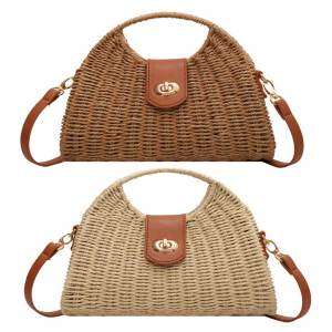 Women Hand-Woven Bag Summer Woven Shell Top-Handle Bags Handmade Fashion Holiday Casual Simple Elegant Beach Purse