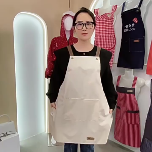 Apron Kitchen Cotton Apron Water Proof Kain Waterproof Oil-Proof PU Cafe Apron Barista Appron Dapur Black