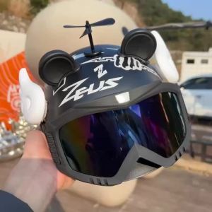 [ Shop Hot Sale ] Vintage Helmet Summer German Style Motorcycle Half Helmet Scooter Helmet Lightweight UV Protection Electric Vehicle Safety Helmet