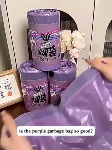 100pcs/Roll Thickened Garbage Bag Lavender Disposable Plastic Bag Household Kitchen Garbage Bag