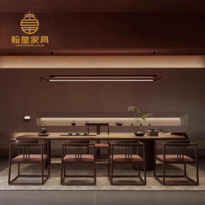 New Chinese Style Solid Wood Tea Table And Chair Set Zen Tea Room Black Walnut Wood Drinking Tea Desk Song Dynasty Aesthetic Office Tea Stage