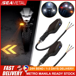 🇵🇭 SEAMETAL 2PCS Universal Motorcycle LED Turn Signal Light Projection Lamp Sequential Flowing Flash Indicator Lights Running Light
