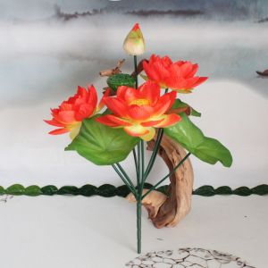Buddha Front Lotus Flower Artificial Silk Flower Decoration for Votive Offerings Temple Worship Fake Flower Arrangement