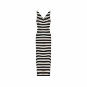 French Stripe Color Block Strap Dress Womens Summer 2025 New Unique Beautiful Slim Fit Long Skirt City Commute Beach Date Party Travel