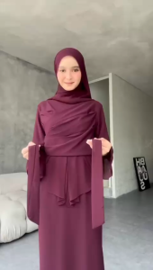 gamis Wanita Remaja Dewasa Jumbo Ld 120 Warna Burgandy Bahan Ceruty Babydoll Full Furing Terbaru