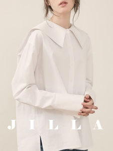 Spring JILLA Pure Cotton White Shirt Women Loose Long Sleeve Sailor Collar Simple Fashion Design Top Girl Teenage Fashion