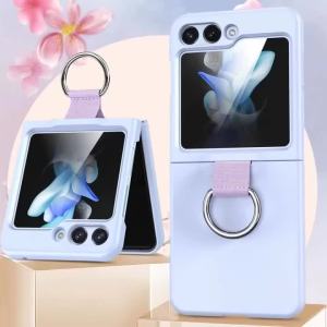 Ốp Lưng Màu Trơn Mờ Có Vòng Giữ Điện Thoại Cho Samsung Galaxy Z Flip 3/4/5/6/7/8 ZFlip Flip6 Chất Liệu Silicon Lỏng Chống Sốc Phong Cách Hàn Quốc