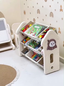 INHO L73/95cm (3 Layers) Cute House Design Children Storage Rack Kids Toy Storage Organizer Cabinet