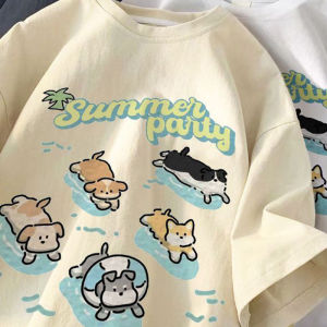 Áo Thun Cotton Tay Ngắn Dáng Rộng Thoải Mái Thường Ngày Mùa Hè 2024 Áo Thun Tay Lửng Thiết Kế Mỹ Dành Cho Nữ