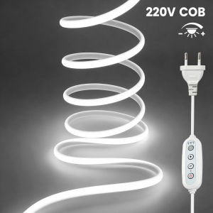 AC 220V Timing Dimmable COB Neon LED Strip EU Plug 288LEDs/M Waterproof Flexible Light for Living Room Party Home Decoration
