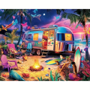 Jigsaw Puzzle for Adults 500/1000/1200/2000PCS Camper Night Sky Artwork Mindful Game Stress Relief Decor Gift