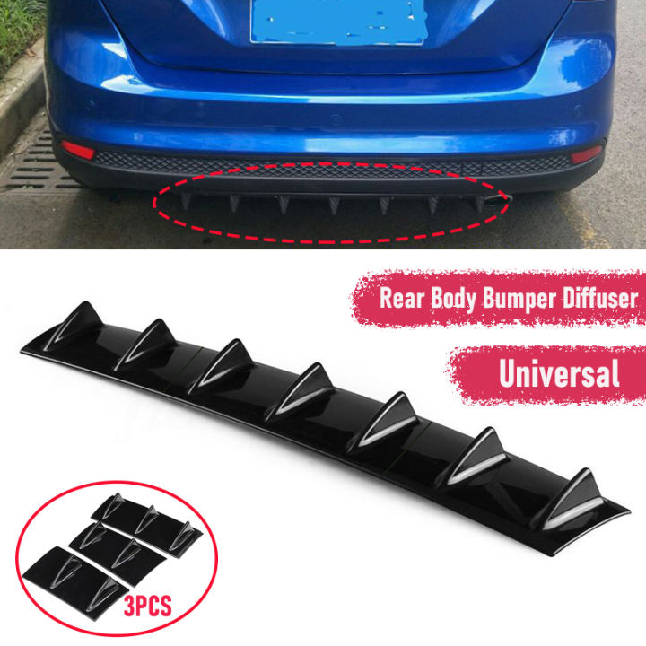 thumbnail image 2 of Carbon Look Universal Rear Bumper Diffuser – 7 Fin Shark Spoiler Kit – PU ABS – 85cm 2 of 2
