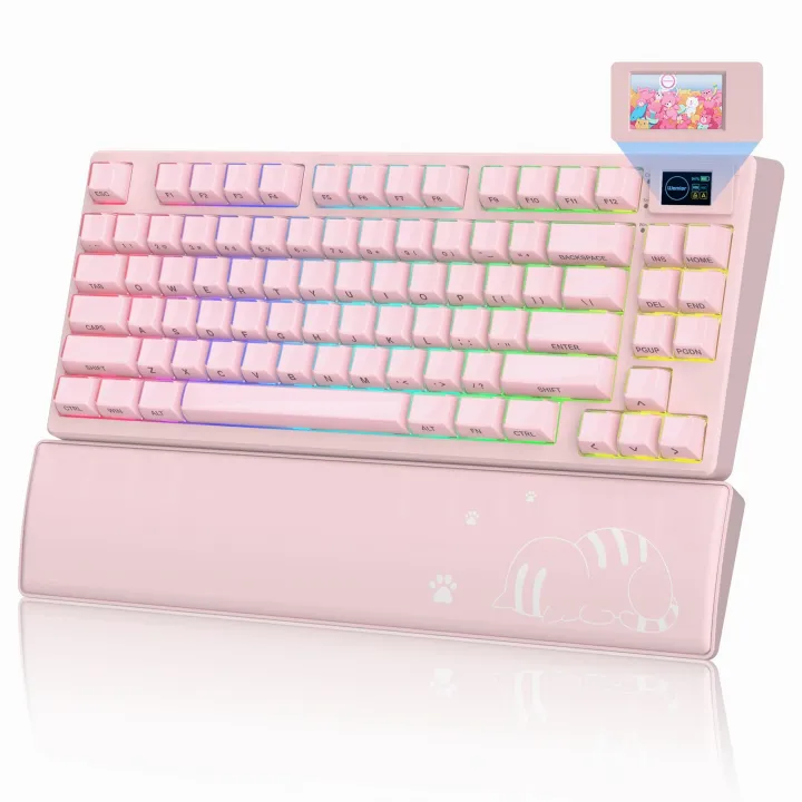Womier SK80 PRO 75% White OLED Display 3-Mode Wireless Gaming Mechanical Keyboard Hot Swap Gasket RGB Keyboard