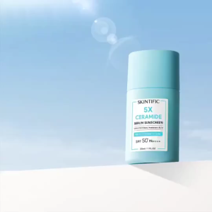 SKINTIFIC Ceramide Serum Sunscreen SPF50 PA++++ - Skin Barrier Protection - Tinted Daily Sunscreen - Lightweight and Non Greasy