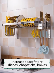 Wall Mounted Sink storage rack Scalable Stainless Steel Kitchen Drain Rack Dish Storage dish drainer