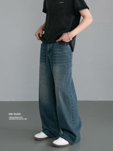 กางเกงยีนส์ขาตรงทรงหลวมสไตล์อเมริกันเรโทร