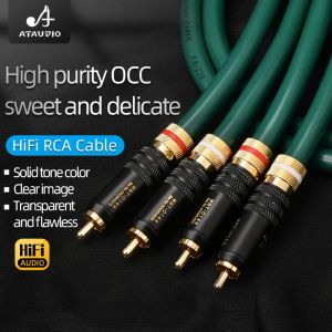 ATAUDIO HiFi RCA Cable for CD Player Amplifier 7N OCC 2-core with Shielding Hi-end Audio Cord 2RCA Male to 2RCA Male Wire