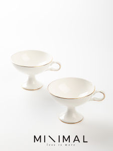 Mnmal French Vintage Bone China Coffee Cup European High Footed Tea Cup Dessert Cup Ins Style Yogurt Cup Dining Utensils