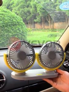 car fan 12v double headed for All Vehicle Type 360 Degree Rotation Car Fan Cooler Foldable Silent Fan For Car Back Seat Air Conditioning 3 Speed Adjustable Mini Usb Fan Desk Fan car Cooling Double Headed Car Fan 360 Degrees Vehicle Electronic Fan (24V)