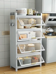 MUZU ตู้วางของ ครัวตู้กับข้าวพร้อมประตูตู้ ชั้นวางของในครัว 3/4/5ชั้นตู้เก็บของในครัว ตู้เก็บของชั้นวางอุป ชั้นวางอเนกประสงค์