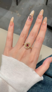 Montagne Jewelry 18k Yellow Gold ring for women Diamond Inset Vintage Design Fine Jewellery Natural 0.35 Carat Ruby Ring