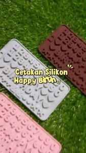 BISA COD - CETAKAN ES SILIKON PUDING COKLAT ANGKA HAPPY BIRTHDAY LOVE