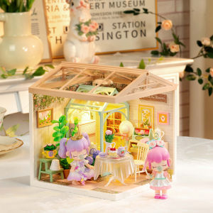 Rolife Blooming Tea Garden DIY Miniature House Kit Dollhouse Model Building Craft Kit Birthday Creative Gifts for Girls and Boys