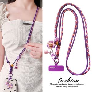 ZHENGEGE | Long Adjustable Ins-color Striped Cartoon Cute Baby Pendant Anti-lost Portable Braided Rope Mobile Phone Lanyard