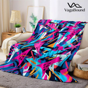 Neon Abstract Graffiti Flannel Blanket Warm Soft Halloween Christmas Decorative Couch Warm Cozy All-Season Gift