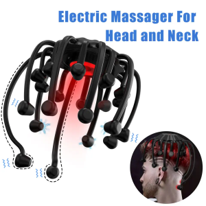 Electric Octopus Claw Scalp Massager Hands-free 5Modes Head Massage LED Red Light 3D Wireless Head Scratcher Massage Health Care