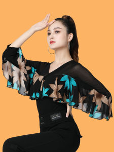 Áo Tập Khiêu Vũ Latin Mới 2025 Áo Khiêu Vũ Nữ Cổ Chữ V Bằng Vải Cotton Mùa Hè Thường Ngày Áo Khiêu Vũ Khiêu Vũ Hiện Đại